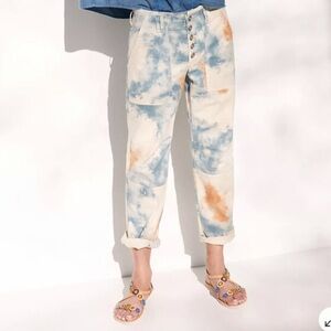 Anthropologie Pilcro The Wanderer Relaxed Trousers Tie Dye Button Front Pants 29